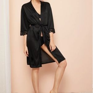 Black Laced Trim Robe